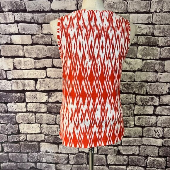 Chico's Orange & White Ribbed Scoop Neck Sleeveless Tank Size L - Picture 5 of 8